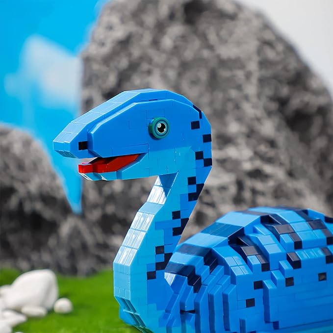 Larcele Micro Building Blocks Dinosaur Set DIY Mini 3D Building Toy Bricks1004 Pieces KLJM-06 (Plesiosaurus)