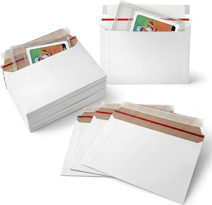 100 Pack Trading Card Shipping Envelopes 7 x 4.35 Inches Self Adhesive Mailing Envelopes Bulk Fit for Semi Rigid Sleeves and Sports Card Protectors Hobby Mailing Supplies