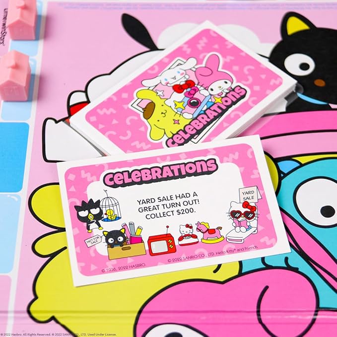Monopoly: Hello Kitty and Friends Buy Sell Trade Buildings from The Animated Series Featuring My Melody Badtz-Maru Keroppi Classic Monopoly Game Officially-Licensed Hello Kitty Merchandise