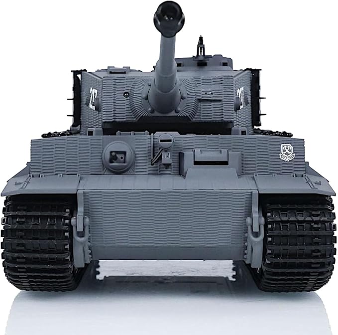 POCO DIVO German Tiger I Heavy Tank 1/24 Infrared IR Combat Panzer RTR 2.4Ghz RC Armored Vehicle Taigen 3841-11-M Standard Paintless Middle Version Sound Light Recoil WWII Military Model Gray