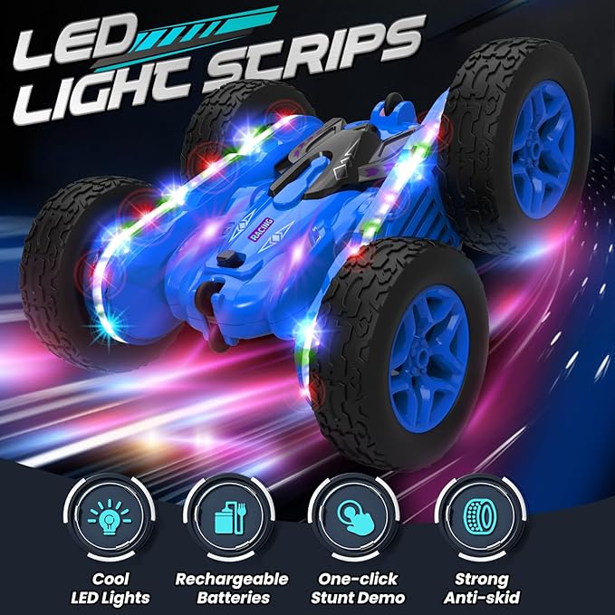 TOY Life Kids Stunt Remote Control Car 2.4G HZ Remote Control Cars RC Stunt Car Remote Control Toys for Boy &amp Girl RC Stunt Car Double Sided 360° Rotating Cars Birthday for Kids