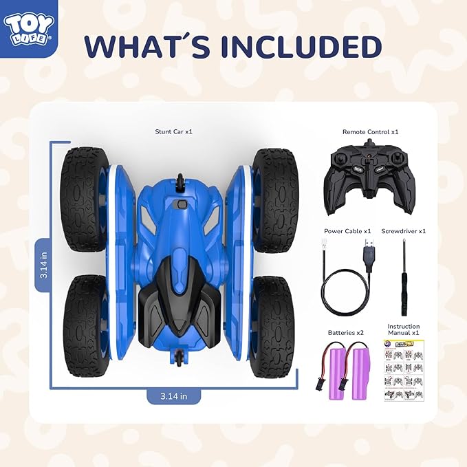 TOY Life Kids Stunt Remote Control Car 2.4G HZ Remote Control Cars RC Stunt Car Remote Control Toys for Boy &amp Girl RC Stunt Car Double Sided 360° Rotating Cars Birthday for Kids