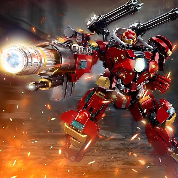 HIGH GODO Mech Robot Transforming Building Blocks Set for Adults City Warrior Justice Hero Soldier Mech Model Building Kit Cool Creative Robots Toys Gift for Teens 14+ 588 Pieces