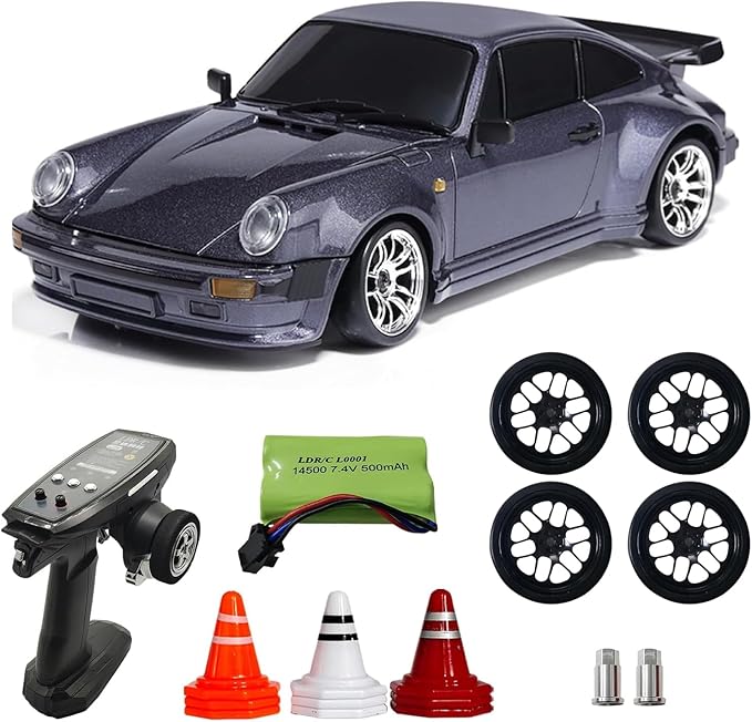 Skymaker Posche 911 RC Drift Car 1/18 RWD Drifting with Extra Metal Tires &amp Wheel Hex Hub RC Cars for Adult with Alloy Car Shell 2.4Ghz Remote Control with Gyro (Purple)