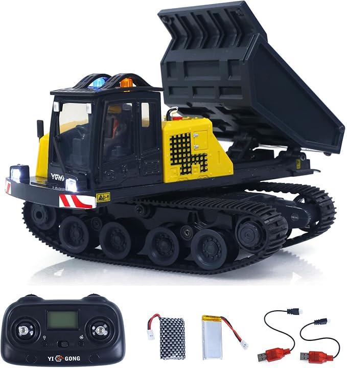 TOUCAN RC HOBBY 1/50 T14R Panther RTR Electric RC Crawler Dump Truck Construction Vehicle Tracked Tipper Finished Model Lights Sounds Unit for Adult Hobby