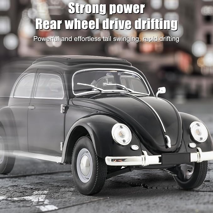 Remote Control Car 1:16 Scale Classic Beetle 1950 Model Toys Car for Teens 2.4GHz 4CH RC Car Rear Wheel Drive with LED Ligjhts and Rechargeable Battery Birthday for Teens Adults
