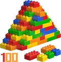 100 Pcs Jumbo Building Blocks Set for Toddlers (80 Square &amp 20 Rectangle) | Compatible Big Construction Bricks in 5 Colors | Kids Ages 3+ STEM Toy