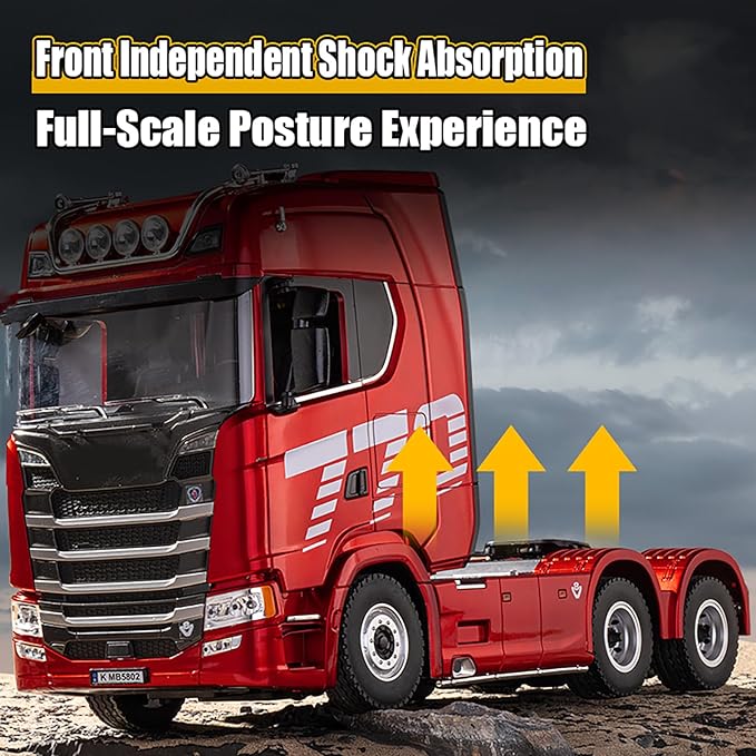 19Channels 770S Hobby RC Tractor Truck Toys 1/18 Scale Light Sound Effects Remote Control Lorry Car Vehicle Trailer for 14y+ Beginners Adults + (6-Wheels)