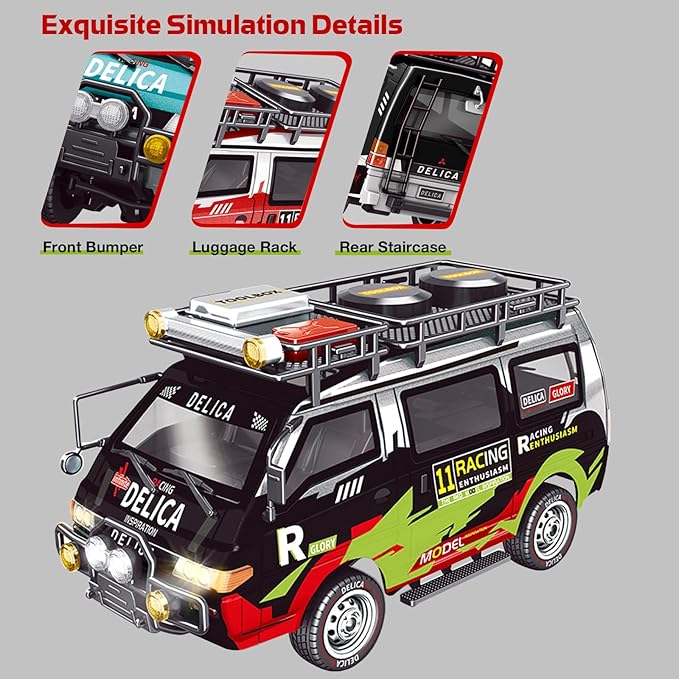 1/24 RC Crawler 4WD Delica RC Car W/ 2.4GHz Remote Mitsubishi RTR Offroad RC Truck for Adults Hobby Gifts Toys (Black)