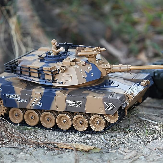 fisca 1/18 Remote Control M1A2 RC Tank with 2.4Ghz 15 Channel Smoking - Abrams Main Battle Tank that Military Toy for Kids and Adults