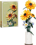 Sunflower Building Blocks Sets Flower Bouquet with Vase for Adults Teens Flower Garden Building Toys for Girls Boys Home Decor - 821Pcs