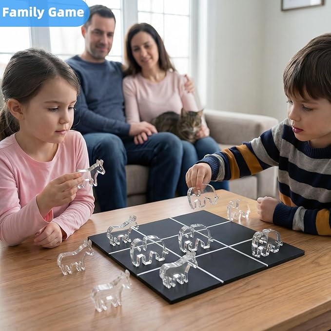 Acrylic Tic Tac Toe Board Game - Modern Coffee Table Decor Easter Basket Stuffers for Teens &amp Adults Office Desk Accessories &amp Family Game Night Essentials2‑in‑1 Game and Decor piece