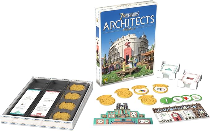 Asmodee 7 Wonders Architects Medals Expansion - New Wonders Medals and Strategies Await Civilization Strategy Game for Kids and Adults Ages 8+ 2-7 Players 25 Minute Playtime