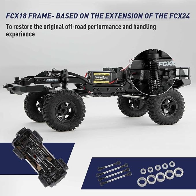 FCX18 FMS RC Crawler Toyota Cruiser 1/18 LC80 Offroad Trucks 4X4 RC Rock Crawler with Portal Axles LED Lights for Adults (Blue)