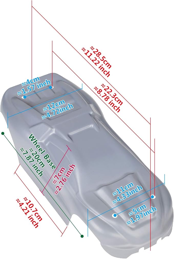 SummitLink Custom Body Flag Strip Style Compatible for e-Revo Mini 1/16 Scale RC Car or Truck (Truck not Included) ERMN-F-01