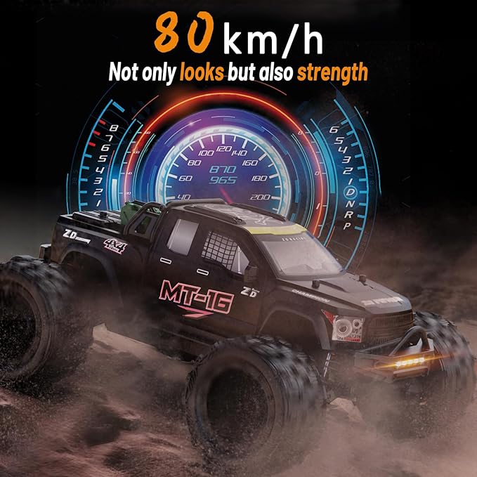 MT-16 1/16 Brushless Fast RC Cars 4X4 for Adults Fast 50 MPHHigh Speed RC Car 4WD Off Road Remote Control TruckAll Terrain RC Truggy for SnowSand &amp Mud Compatible with 3S BatterySuitable as G