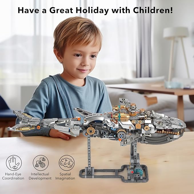 Creative 1388PCS Mechanical Whale Building Blocks Ideals Sea Animal Marine Organism with Light Model Building Blocks Bricks STEM Sensory Toy Gift for 12+ Boys Girls Kids or Adults
