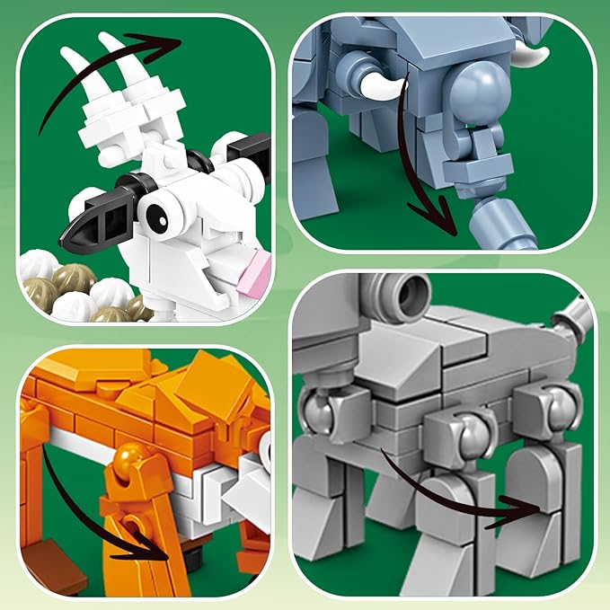 Lynda Animal Building Blocks Set for Kids DIY Construction Toys Educational Bricks for 8 Years Old