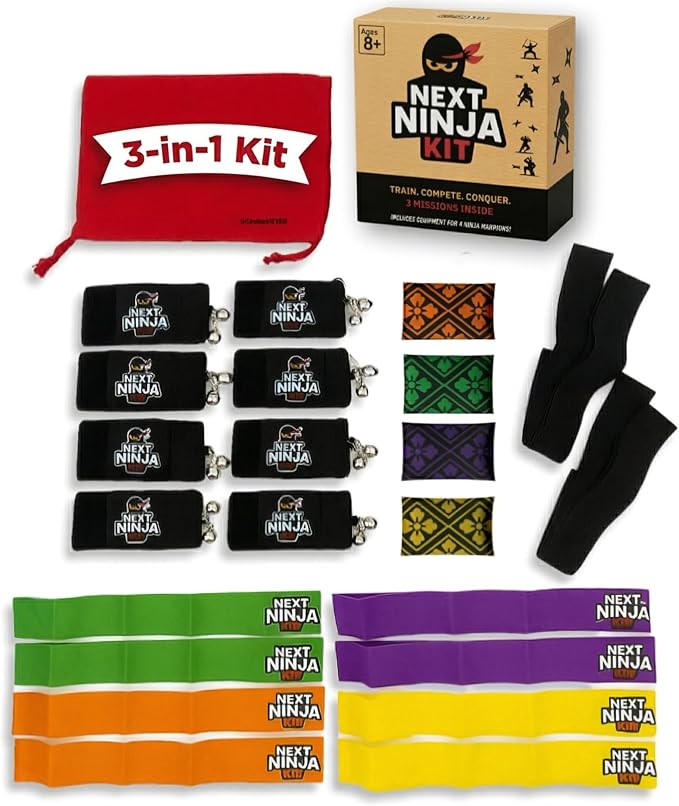 Next Ninja Kids Ribbon Challenge Game Action-Packed Ninja Game with 3 Stage Missions for Family Indoor &amp Outdoor Up to 4 Players