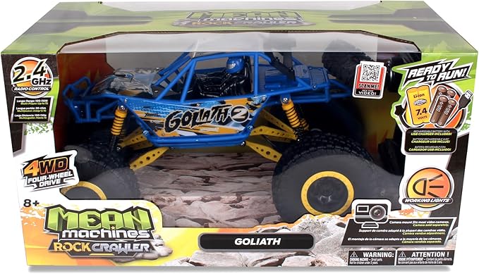 NKOK Mean Machines 1:10 2.4GHz RC 4x4 Xtreme RC Goliath Off-Road Truck RTR Designed for Rough Terrain Climbing Pistol Grip Full Function Controller Powerful Motor Action Camera Mount