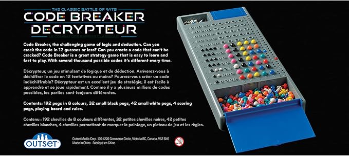 Outset Media Code Breaker - The Classic Battle of Wits Logic &amp Deduction Head-to-Head Strategy Code Creating &amp Cracking Peg Game Outset Media Ages 8+ 2 Players