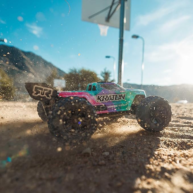 ARRMA 1/16 Mini Kraton 3S DSC 4X4 RTR Brushless Speed Truck (3S Battery &amp Charger Included) Teal/Pink ARA2508ST2