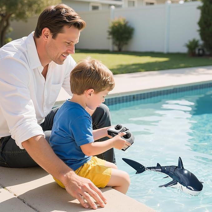 2.4GHz Remote Control Shark Toys for Boys1:18 Scale High Simulation Shark Toys with Light &amp Spray RC Sharks for Pools &amp Lakes Toy Shark Boat Gift for 4 5 6 7 8 9 Year Old Kids Boys Girls
