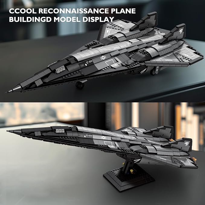 JMBricklayer Military Plane Building Blocks Set 60012 Cool SR-72 Eagle Reconnaissance Aircraft Building Toys Set Collectible and Display Airplane Model Ideal Gift for Adult Military Fans