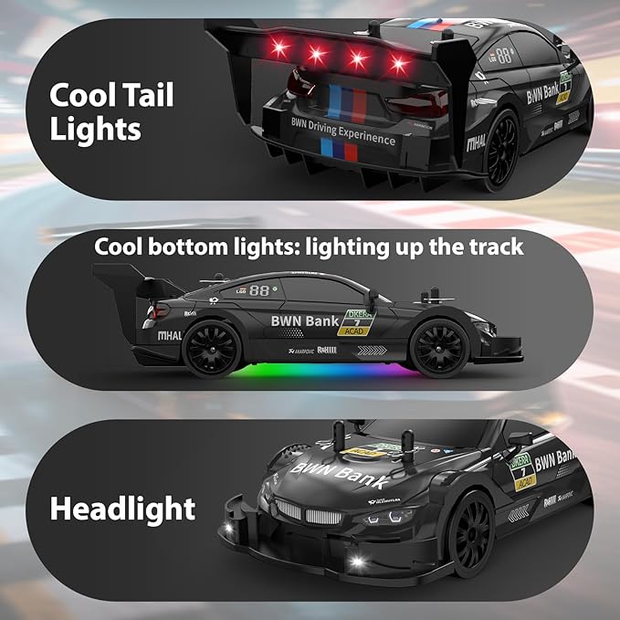 RC Drift Car 1/20 Scale 2.4GHz 4WD Remote Control Car with Led Lights 22KM/H High Speed Rechargeable Batteries Racing Sport Cars RC Cars for Kids Boys Girls Adults Gifts Birthday Christmas