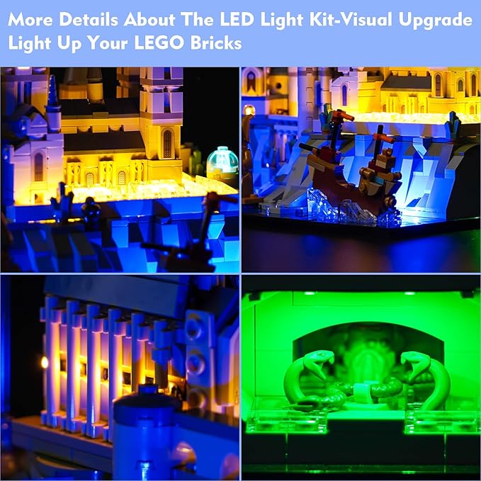 VONADO Updated RC LED Light Kit for Lego Hogwarts Castle and Grounds 76419 Remote Control Creative Lighting Set Accessories Compatible with Lego 76419 Building Set (Lights Only No Models) Blue