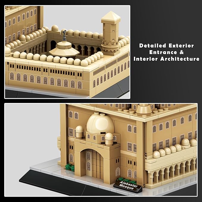 Mosque of Mohammed Ali Cairo Building Set Alabaster Mosque Architecture Model 620 Pcs Islamic Gift for Ramadan &amp Eid Egypt Landmark Collectible for Adults Home Office Decor
