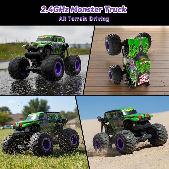Gohero Monster Trucks for Boys Age 4-7 2.4Ghz RC Zombie Monster Truck Toys with Stunt 360°Spin &amp Drift 1:20 Scale Remote Control Car with Light &amp Sounds Gift for 3 5 6 8 Year Old Boys&amp