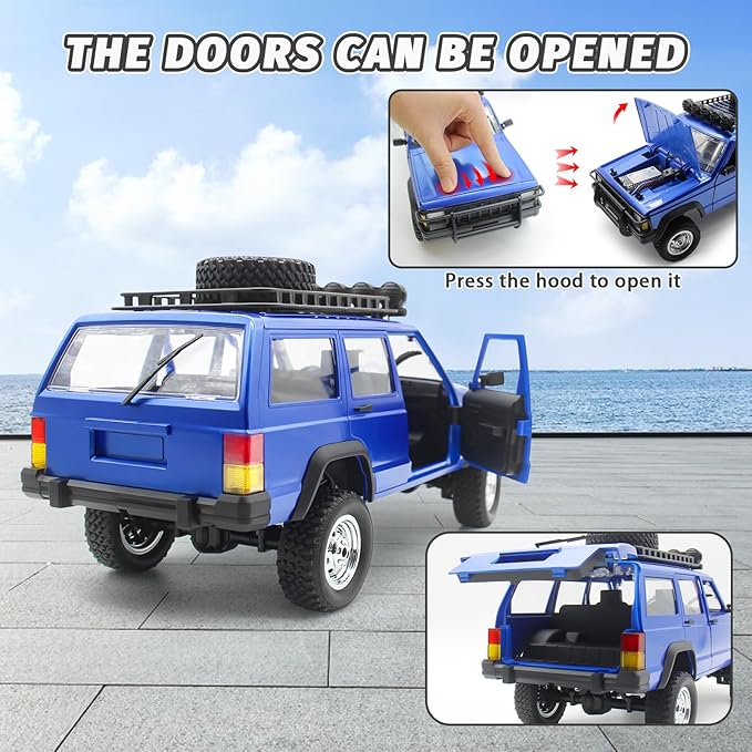 Fistone 1:12 Scale Remote Control Car RC Rock Crawler 2.4Ghz 4WD Off-Road Remote Control Truck with LED Light All Terrains Climbing Vehicle Waterproof Outdoor RC Car Kids Age 8-12 Adults Gifts