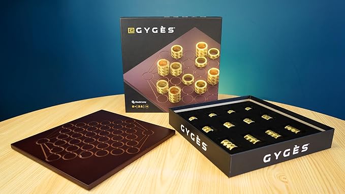 Gyges – Abstract Strategy Board Game for 2 Players | Elegant Wooden Board &amp Metal Rings for Ages 8 to Adults by Blue Orange Games