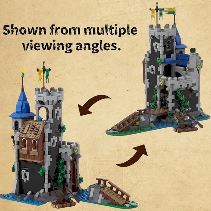Medieval Lion Knight Castle Building Set Architecture Castle Viking Modular Buildings Ideals Christmas Birthday Gift for History Enthusiasts Creative Gift for Adults （933pcs）