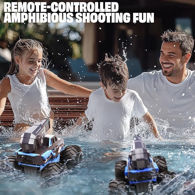 BEZGAR 1:16 Monster Truck Toys Remote Control Car Amphibious RC Cars Pickup Boat with Shooting Water Gun - 4WD Waterproof All-terrian Off-Road Vehicles Gifts for Kids Boys Age 6-12