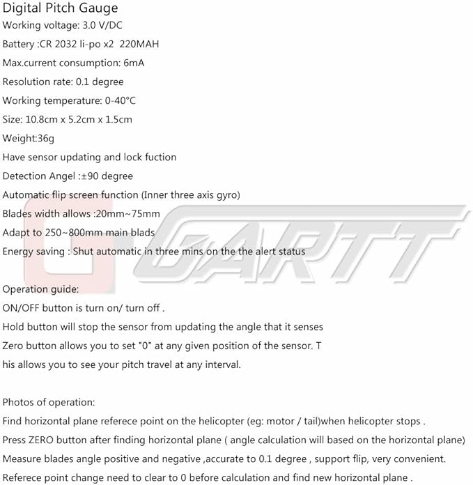 Helicopter Electronic Digital Pitch Gauge for RC Helicopter