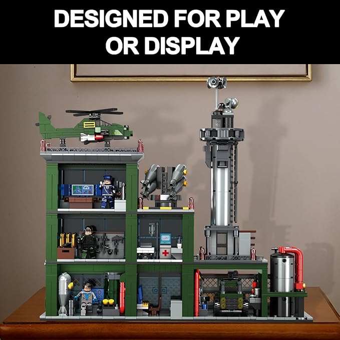 Military Base Building Set for Adults – 1753 PCS Army Model Kit with Vehicles Helicopter &amp Figures Model Building Kit for Adult Room Decor for Men Teen