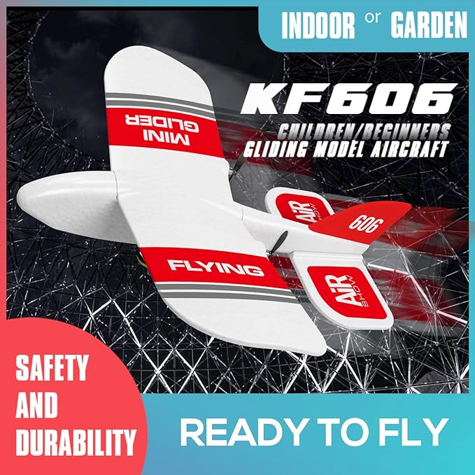 GoolRC KF606 RC Plane 2.4GHz 2 Channel Remote Control Airplane EPP Foam Fixed Wing Plane RTF Ready to Fly RC Glider Aircraft with 2 Battery for Beginners