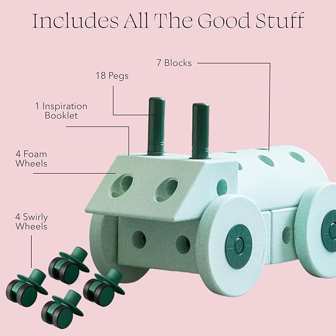 PLAYSMOL MODU Dreamer Set – Large Building Blocks for Toddlers &amp Kids 25 Different Creations Children Toys &amp Gifts Easy Assembly and Responsibly Made (Green)