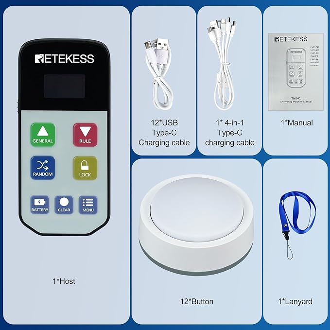 Retekess TM102 Game Show Buzzer SystemClassroom Buzzers for Quiz GamesTop Five ShowLocking Function12 Light Buzzers for Family Game NightSchool