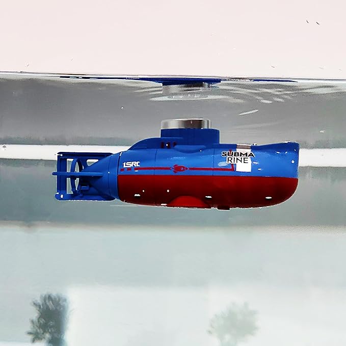 Tipmant Mini RC Submarine Toy Radio Remote Control Tourism Boat Diving Waterproof for Indoor Fish Tank Bathtub Water Kids Birthday Gifts (Blue)