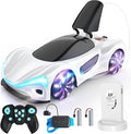 SIMREX Gesture Sensing Remote Control Car with Charging Dock - 360° Rotate Drift RC Stunt Car Toy 40 Min Playtime Dual Control Spray Mist &amp LED Lights Birthday Gift for Kids Boys Girls（White）