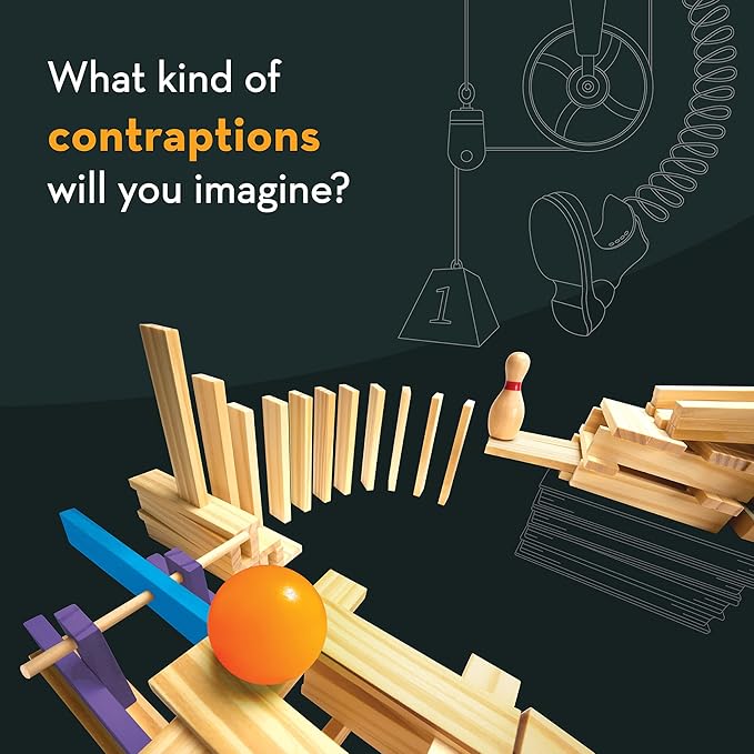 MindWare KEVA Contraptions Reactions Planks Building Toy - 178 KEVA Building Planks (191 Piece Set) - Free-Form Wood Building Set for Kids to Create Their Own Ball Maze – Ages 7 &amp Up