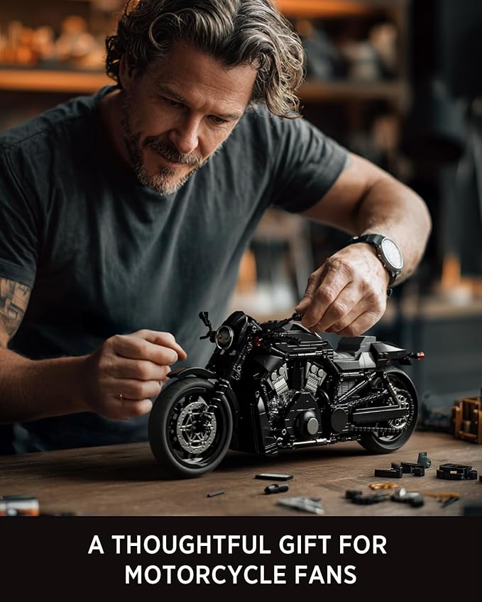 Nifeliz V-Road Motorcycle Model Set for Adults Street Muscle Bike Building Set with Realistic Details Functional Bike Model for Collectors Gift for Motorcycle Lovers (1041 PCS NF10348)