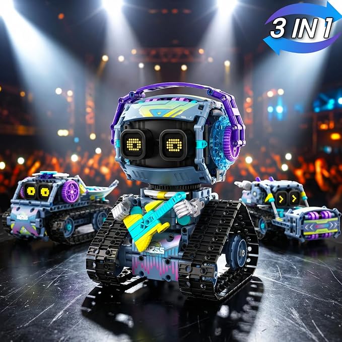 STEM Toys for Boys Ages 8-12 3 in 1 Robotics Kit with Smart Control Educational Erector Set to Build Robot Bulldozer or Truck 519 ABS Pieces USB Rechargeable