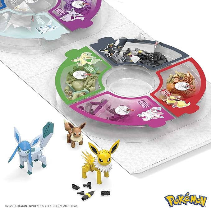 MEGA Pokémon Building Toys Set Every Eevee Evolution with 470 Pieces 9 Poseable Characters for Kids