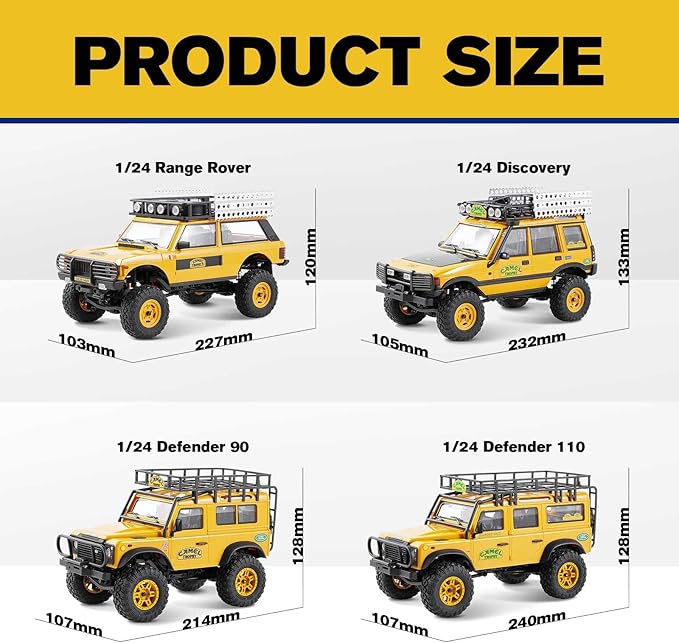 EAZYRC FMS 1/24 FCX24M RC Crawler RTR Land Rover Series with Licensed 1/24 RC Truck 4X4 Mini RC car with Lighting 2.4Ghz Remote ControlBattery (Range Rover)