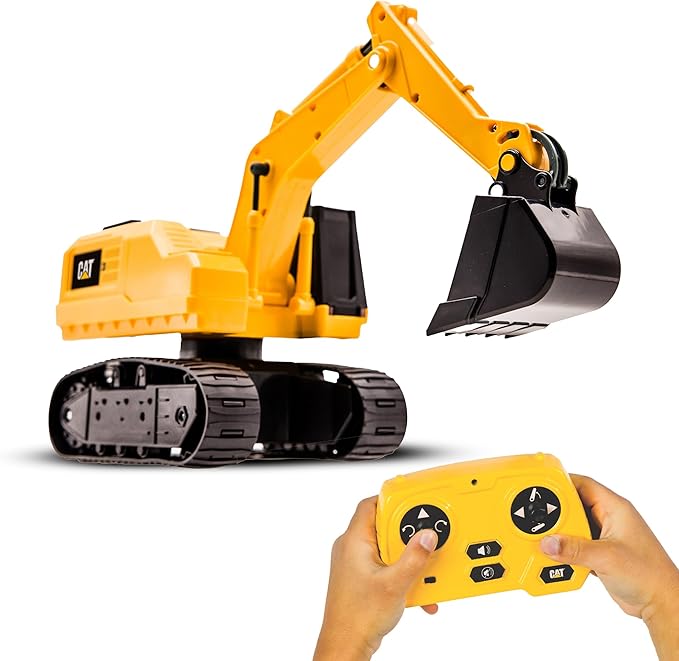 CAT Power Excavator Digger RC Construction for Kids 5+ | 2.4GHz Remote Control Truck Toy Full-Function Dig Scoop Spin &amp Drive Realistic Lights &amp Sounds USB Rechargeable Indoor/Outdoor