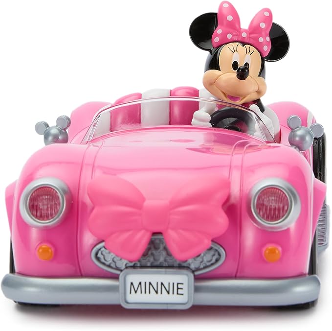 Disney Store Official Minnie Mouse's Vintage Remote Control Car for Kids - Gloss Pink Convertible Roadster with Lights &amp Sounds Fun RC Car - Minnie Mouse Toy for Girls &amp Boys